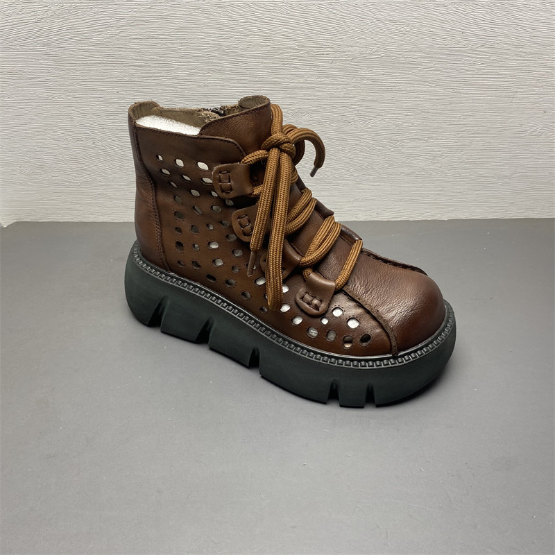 品牌断码真皮靴子女2025新款春款牛皮镂空透气短靴圆头厚底马丁靴,女鞋,马丁靴,淘宝优惠券,粉丝福利购,淘宝优惠卷