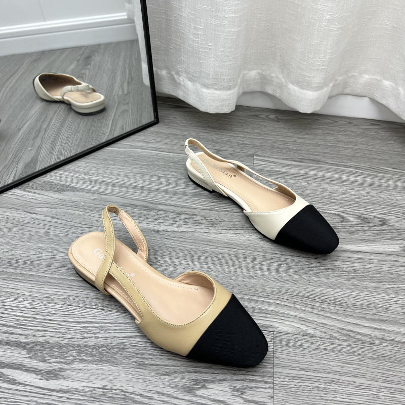 包头低跟粗跟羊皮凉鞋