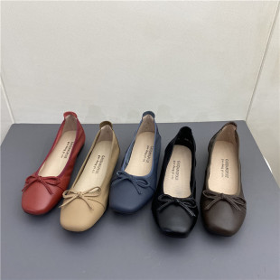 撤柜真皮鞋 软底低跟牛皮女单鞋 子女新款 春方头奶奶鞋 2023爆款 断码