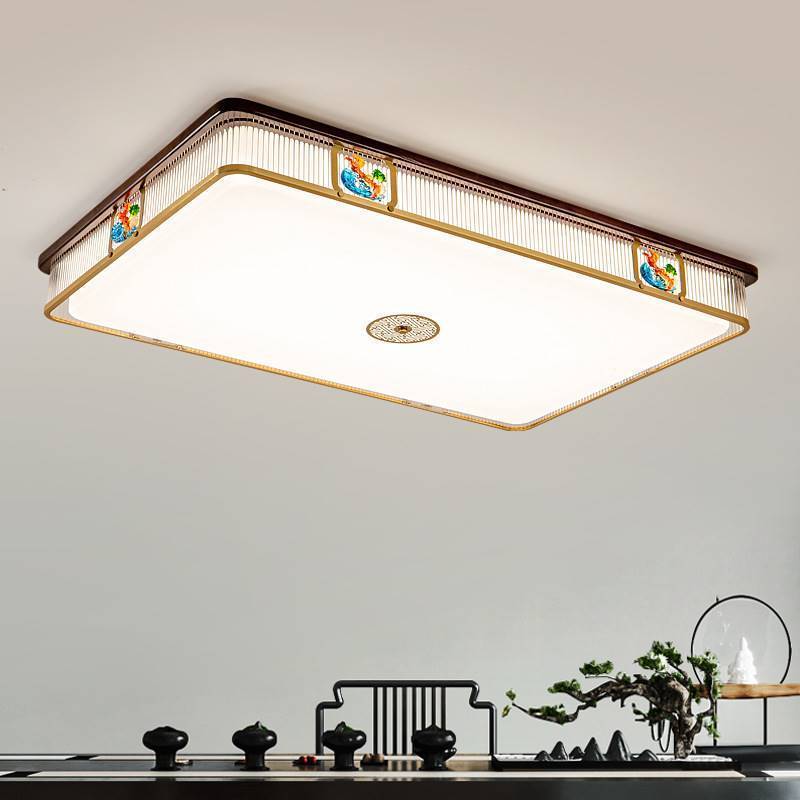 新中式客厅吸顶灯全铜卧室中山灯