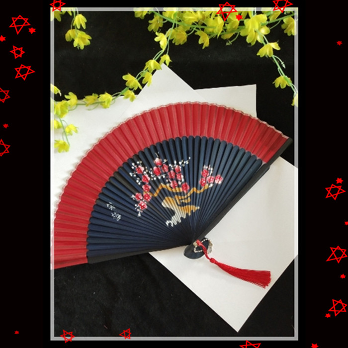 包邮黑红色舞蹈扇书简舞跳舞扇古典中国风樱花6寸梅花日式小折扇