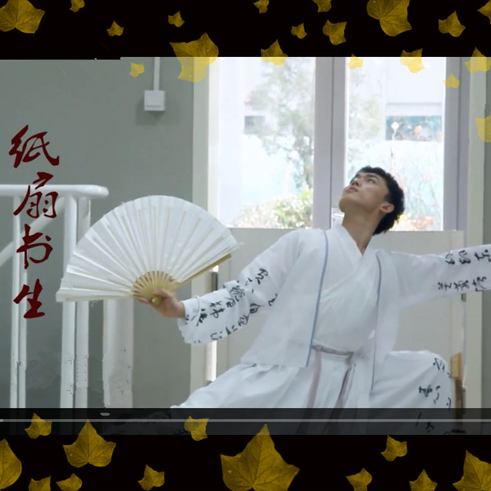 1把包邮8-10寸单双面儿童功夫扇纸扇书生扇子绢布竹骨红白色折扇