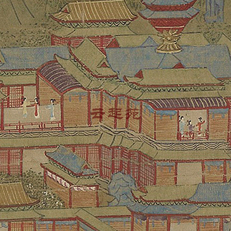 宋赵伯驹X山台榭图J高清电子图片869M装饰宣传素材