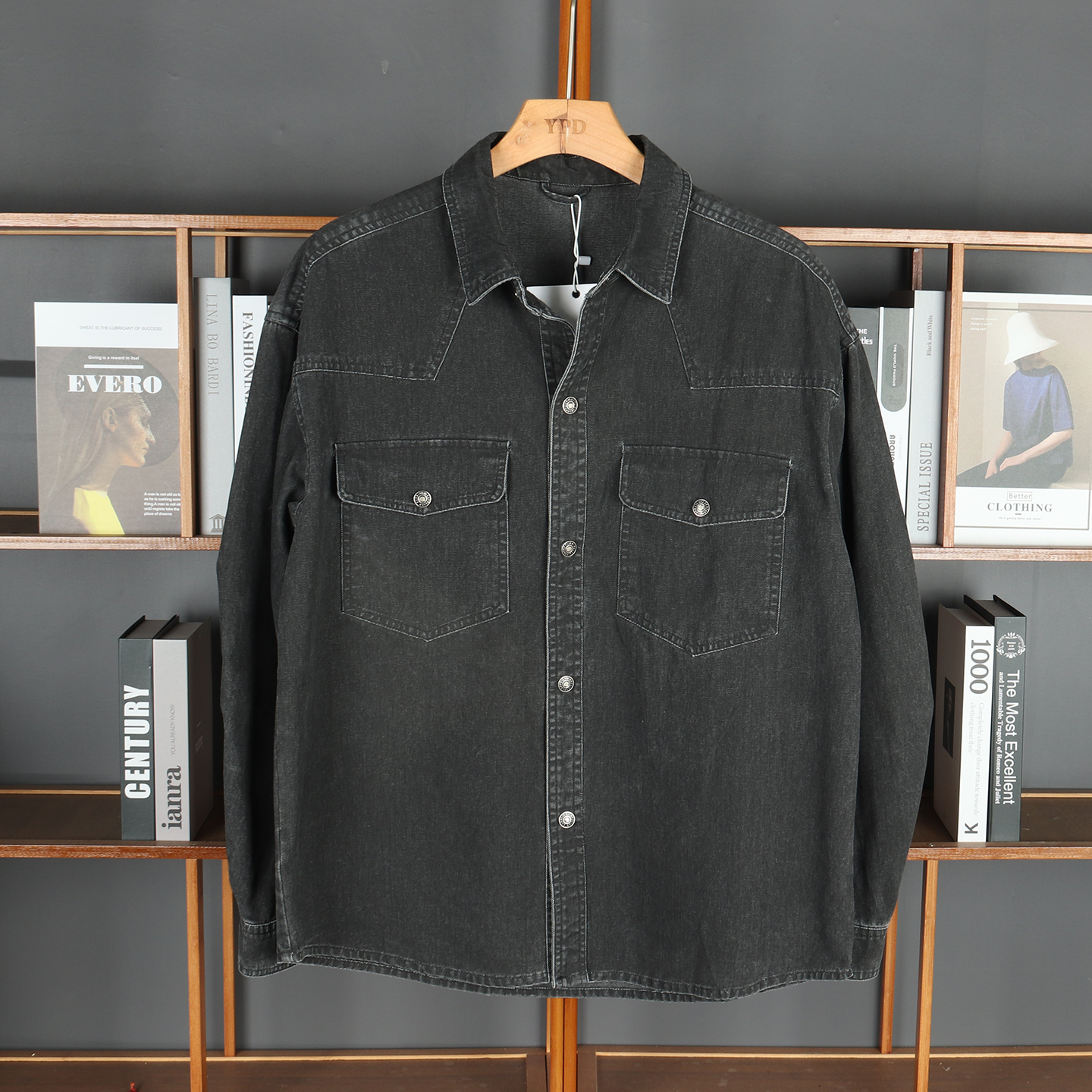 复古纯棉牛仔衬衫男宽松长袖外套