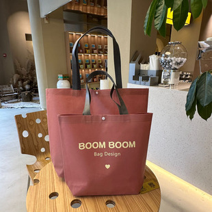 肩背服装无纺布手提袋带暗扣设计女装购物袋礼品袋定制雅粉色