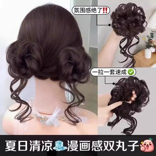 2025新款 甜心假发龙须双丸子头发圈jk甜妹超萌盘发造型少萝假发双