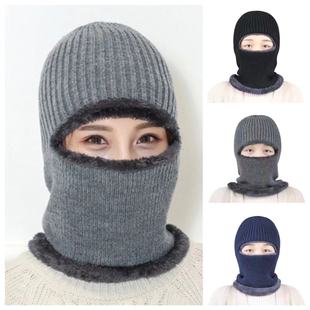 韩版 2025新款 防寒护耳围脖一体保暖帽 冬天骑车加绒毛线帽 男士