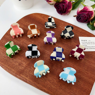 2025新款 柏菲雅棋盘格发夹高级感儿童少女仿醋酸侧边夹刘海夹碎发