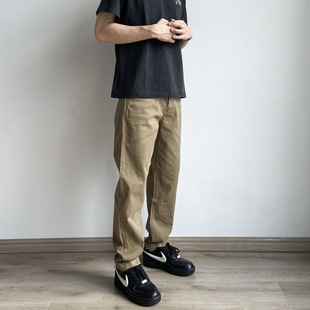 直筒宽松做旧重磅工装 休闲卡其军绿水洗男士 破坏碳素 美式 2025新款