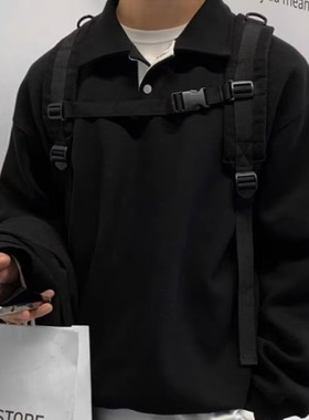 2025新款轻熟风男装翻领卫衣男春秋潮牌高级感Polo衫韩系风格穿搭