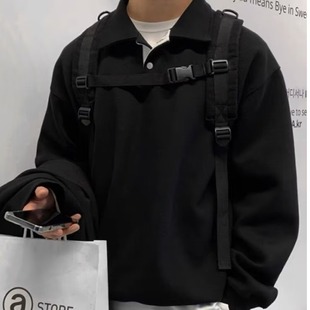 韩系风格 翻领卫衣男春秋潮牌高级感Polo衫 穿搭 轻熟风男装 2025新款