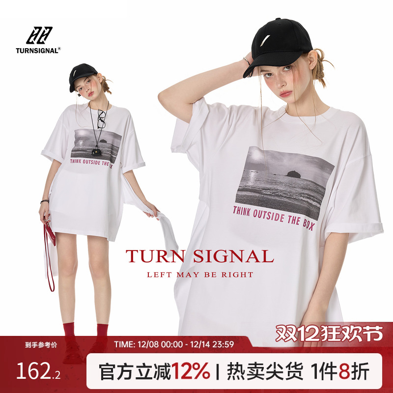 Turnsignal潮牌印花短袖T恤裙女
