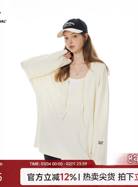 Turn Signal潮牌V领长袖T恤女早秋2025新款宽松防晒罩衫上衣薄款