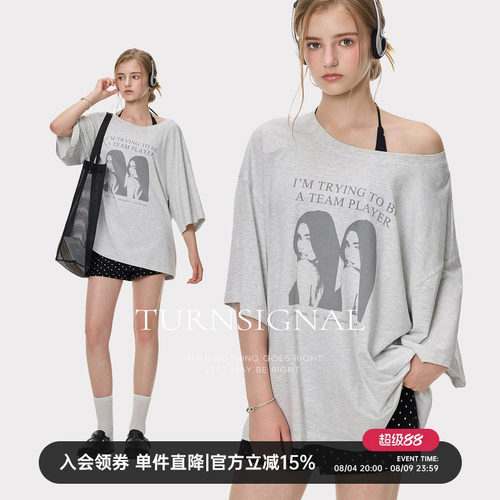 TurnSignal落肩印花短袖T恤女