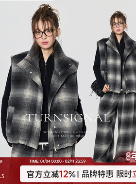 TurnSignal格纹棉马甲长裤套装女冬2025新款加厚休闲时尚两件套
