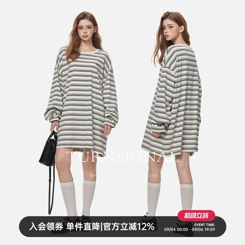 TurnSignal时尚条纹T恤裙图片