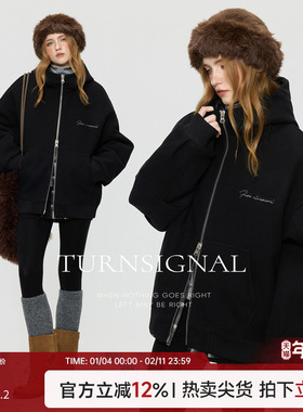 TurnSignal短款白鹅绒羽绒服女冬季2025新款宽松保暖连帽羽绒外套