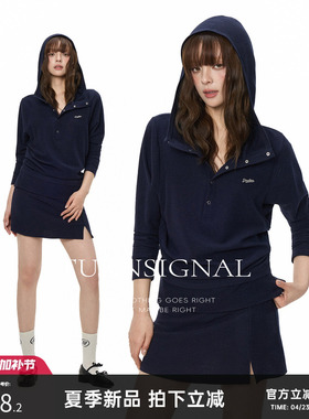 Turn Signal半开襟长袖T恤半身裙套装女2026新款休闲时尚两件套