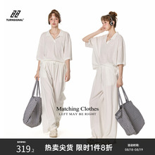 Turn Signal潮牌休闲套装女夏季2025新款时尚T恤长裤运动两件套夏