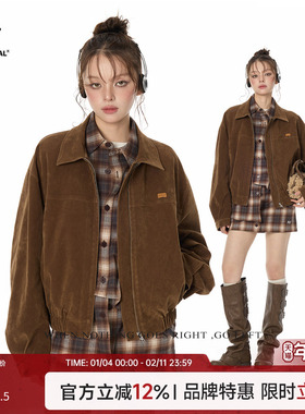 TurnSignal短款麂皮绒外套女秋2025新款时尚百搭复古翻领工装夹克