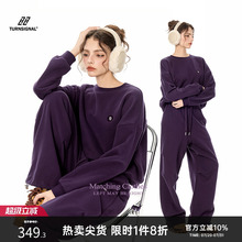 TurnSignal潮牌加绒休闲运动套装女秋冬2024新款加厚卫衣两件套冬