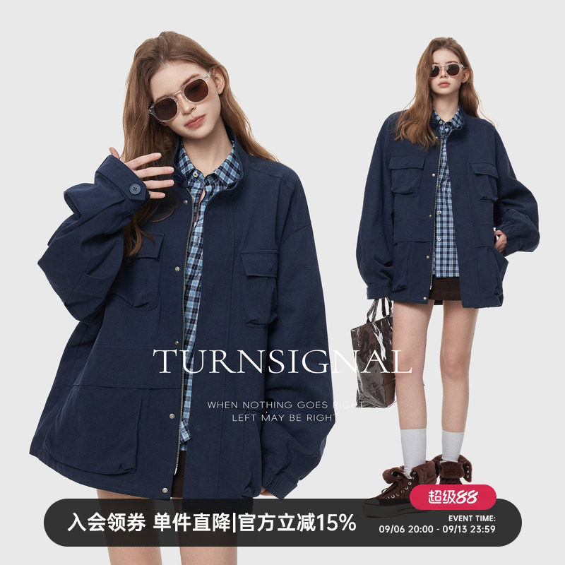 TurnSignal时尚立领工装外套女图片