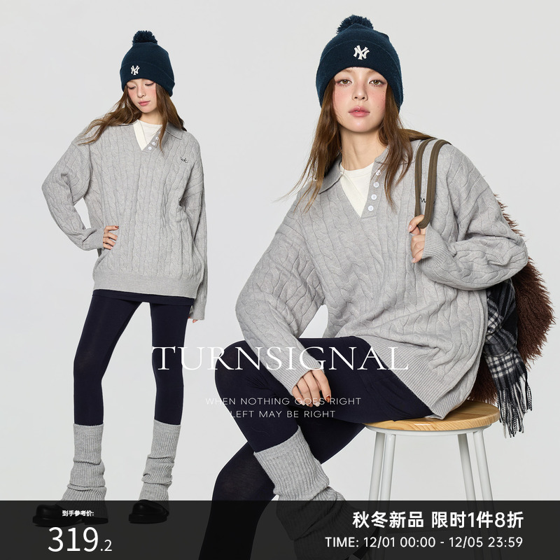 TurnSignal小翻领毛衣针织衫