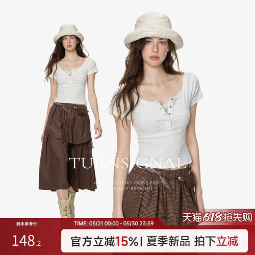 TurnSignal假两件短袖T恤女