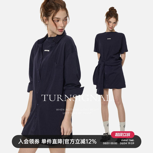 TurnSignal假两件长袖T恤女
