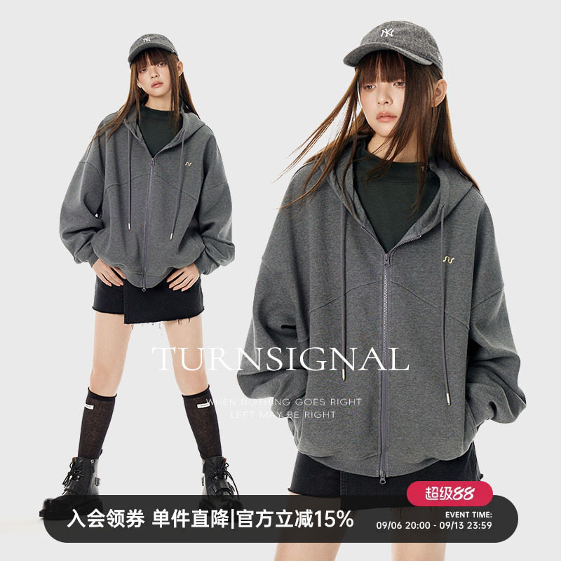 TurnSignal开衫连帽卫衣外套女图片