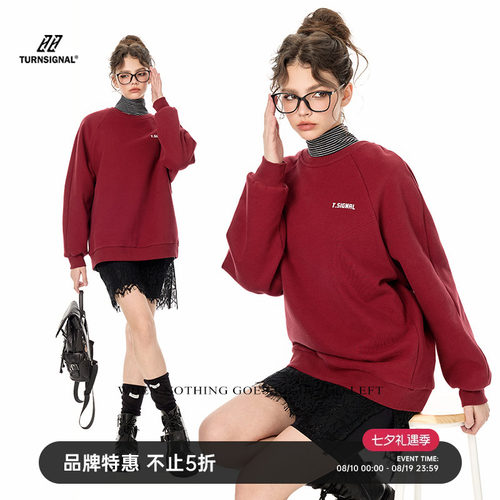 TurnSignal圆领插肩袖卫衣女