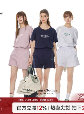 Turn Signal潮牌休闲运动套装女夏季2025新款短袖T恤短裤两件套夏
