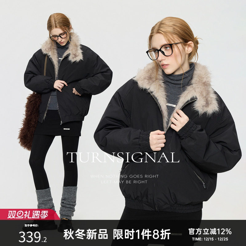 TurnSignal毛绒领棉服女