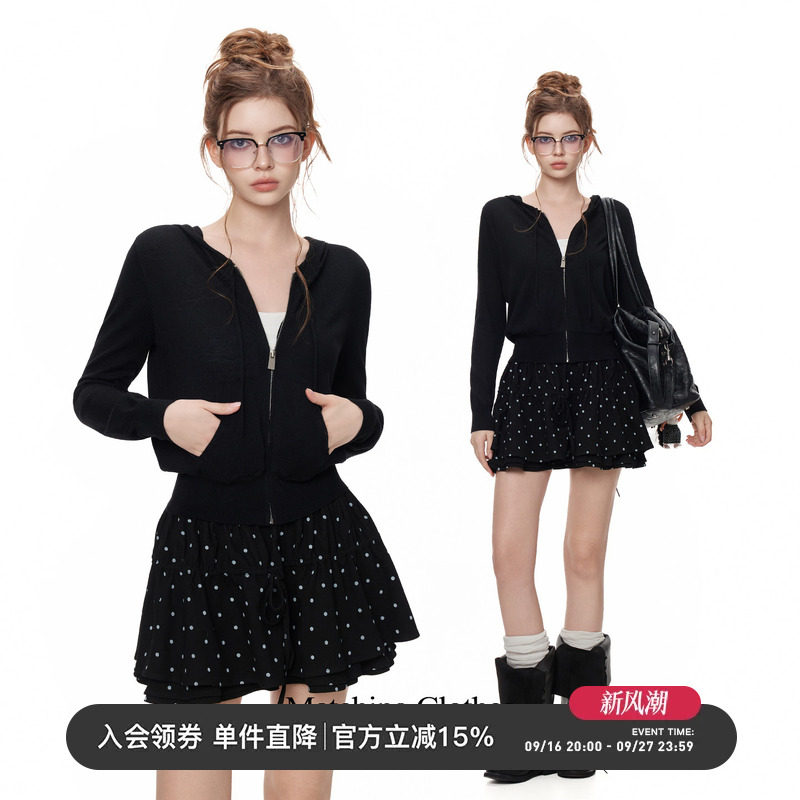 TurnSignal连帽针织开衫外套女图片