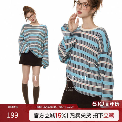 TurnSignal时尚条纹长袖T恤女