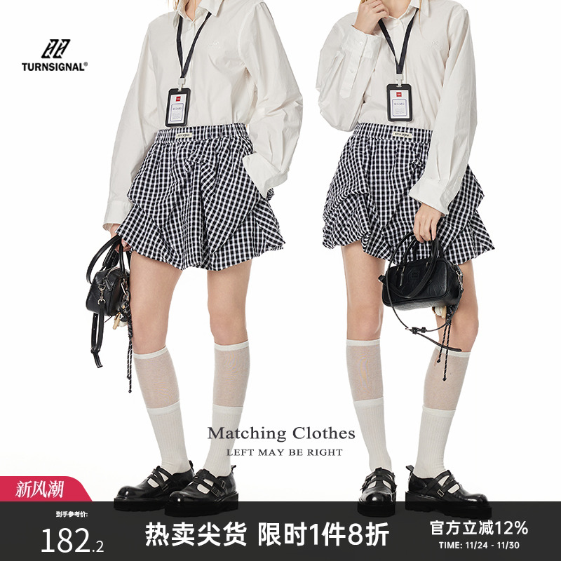 TurnSignal潮牌复古格子短裙女