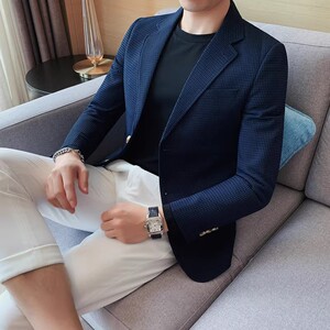 老款继续做X23517-P140华夫格西装外套男秋冬新款单排两粒扣西服图片