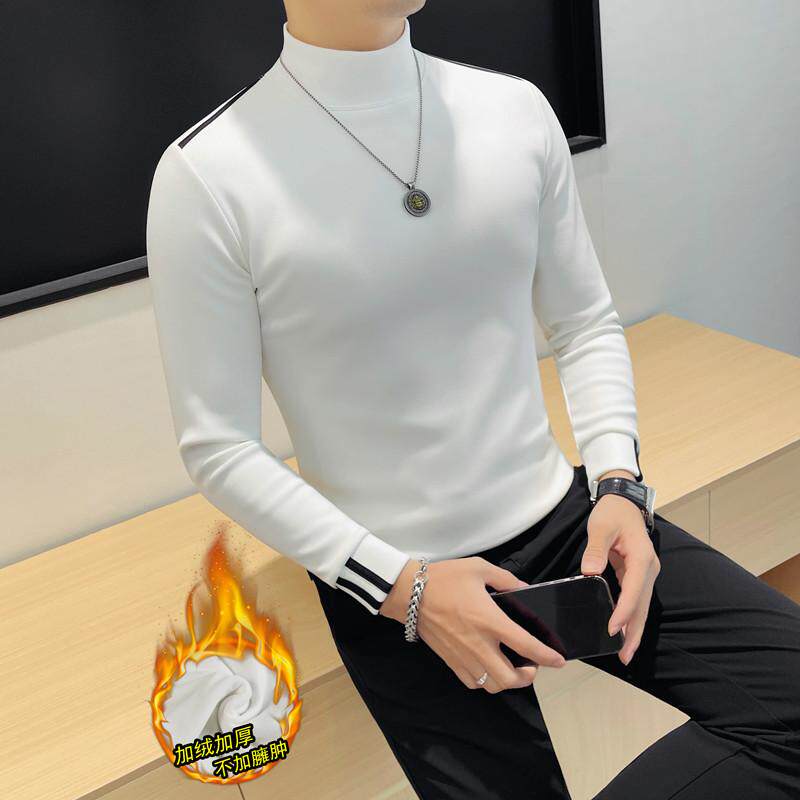 7920-P55加绒打底衫男士冬季新款半高领长袖T恤,男装T恤,电商B333