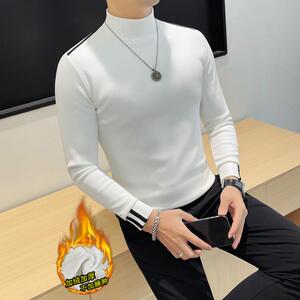 7920-P55 加绒打底衫男士冬季新款半高领长袖T恤图片