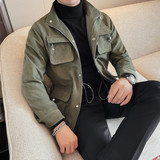 5019-P328多口袋夹克秋冬新款男士外套纯色翻领上衣，男装夹克，电商B333