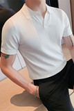 0388-P53夏季型男休闲短袖针织纯色POLO衫英伦修身翻领彩蓝色T恤，男装T恤，电商B333