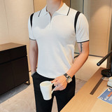 HL003-P58短袖polo衫男士夏季针织冰丝翻领修身半袖休闲t恤拉链，男装T恤，电商B333