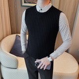HM008-P105假两件男士秋冬新款修身衬衫领针织毛衣打底衫，男装T恤，电商B333