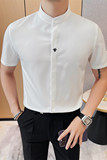 7138-P5888短袖刺绣衬衫男士夏季新款立领暗扣衬衣，男装T恤，电商B333