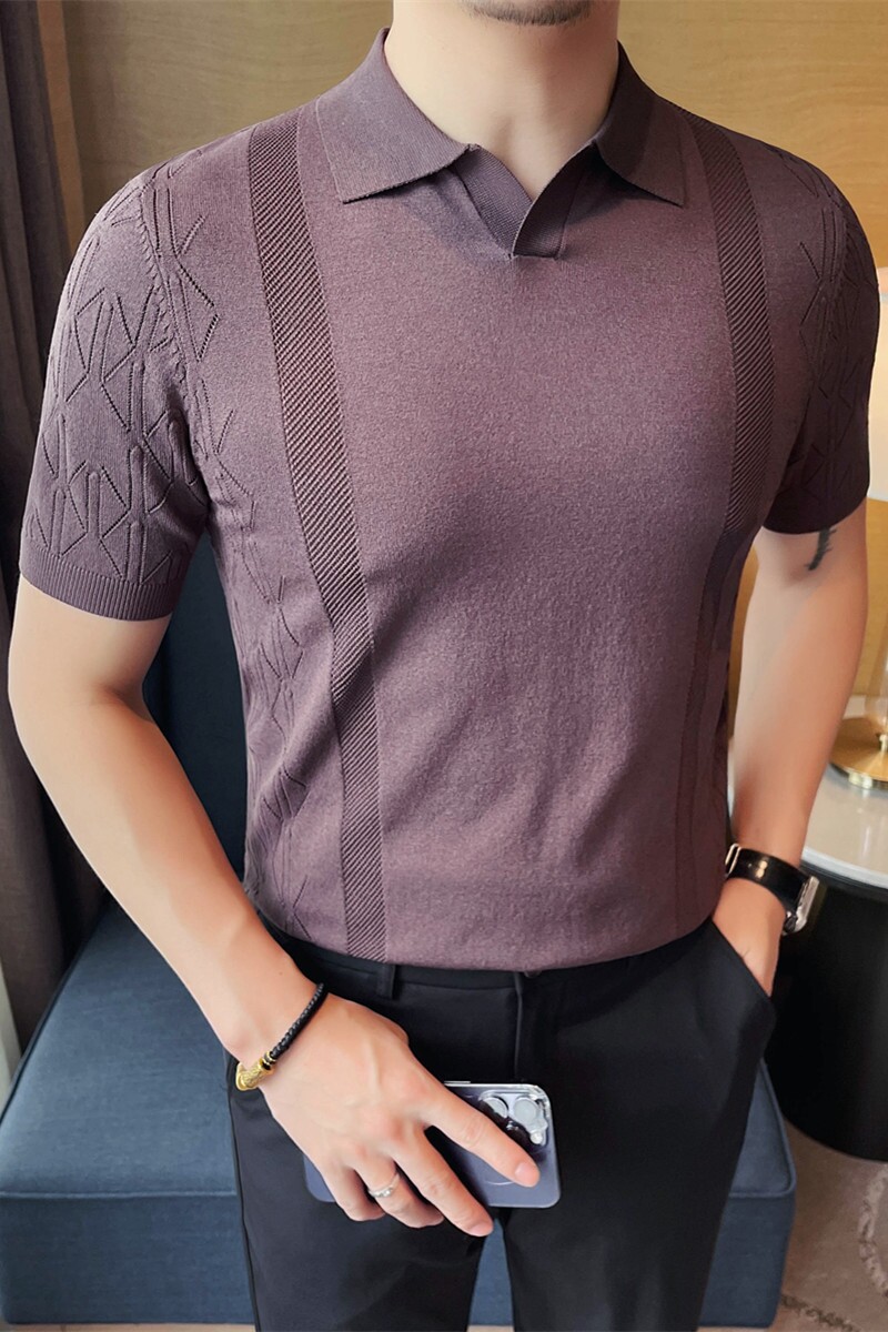 3750-P68男士短袖针织冰丝POLO衫春夏新款修身百搭纯色T恤,男装T恤,电商B333