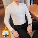 JR7882-P68衬衫男士长袖修身立领衬衣潮流商务休闲加绒衬衣，男装衬衫，电商B333