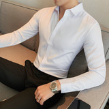 8603—P65男士百搭长袖纯色无痕衬衣弹力大英伦型男修身衬衫，男装衬衫，电商B333