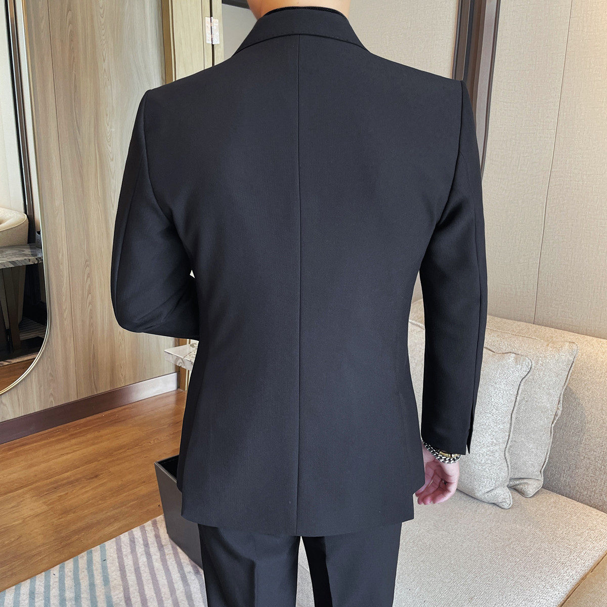 TZ6179-P350高定西服套装胸前配饰配套商务休闲修身纯色西装外套,男装西服套装,电商B333
