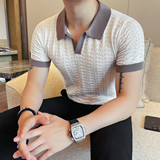 8542-P58镂空冰丝POLO衫男士短袖夏季新款时尚百搭休闲翻领短袖，男装T恤，电商B333