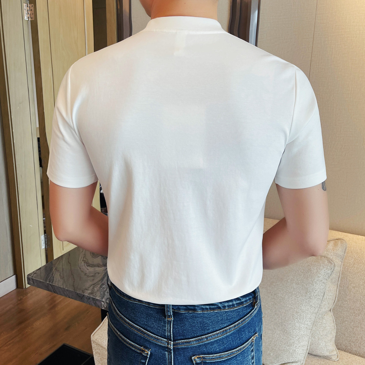 7508-P48铆钉短袖T恤男士夏季新款圆领高品质体恤,男装T恤,电商B333
